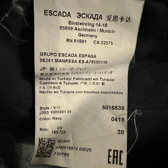 Escada navy with silvery details straight jeans size 38 - Picture 11 of 15